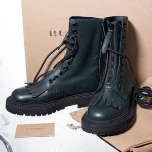 NIB Burberry  fringed combat boots sz 36